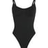 Body à jambe haute sans couture mise en forme, Noir
