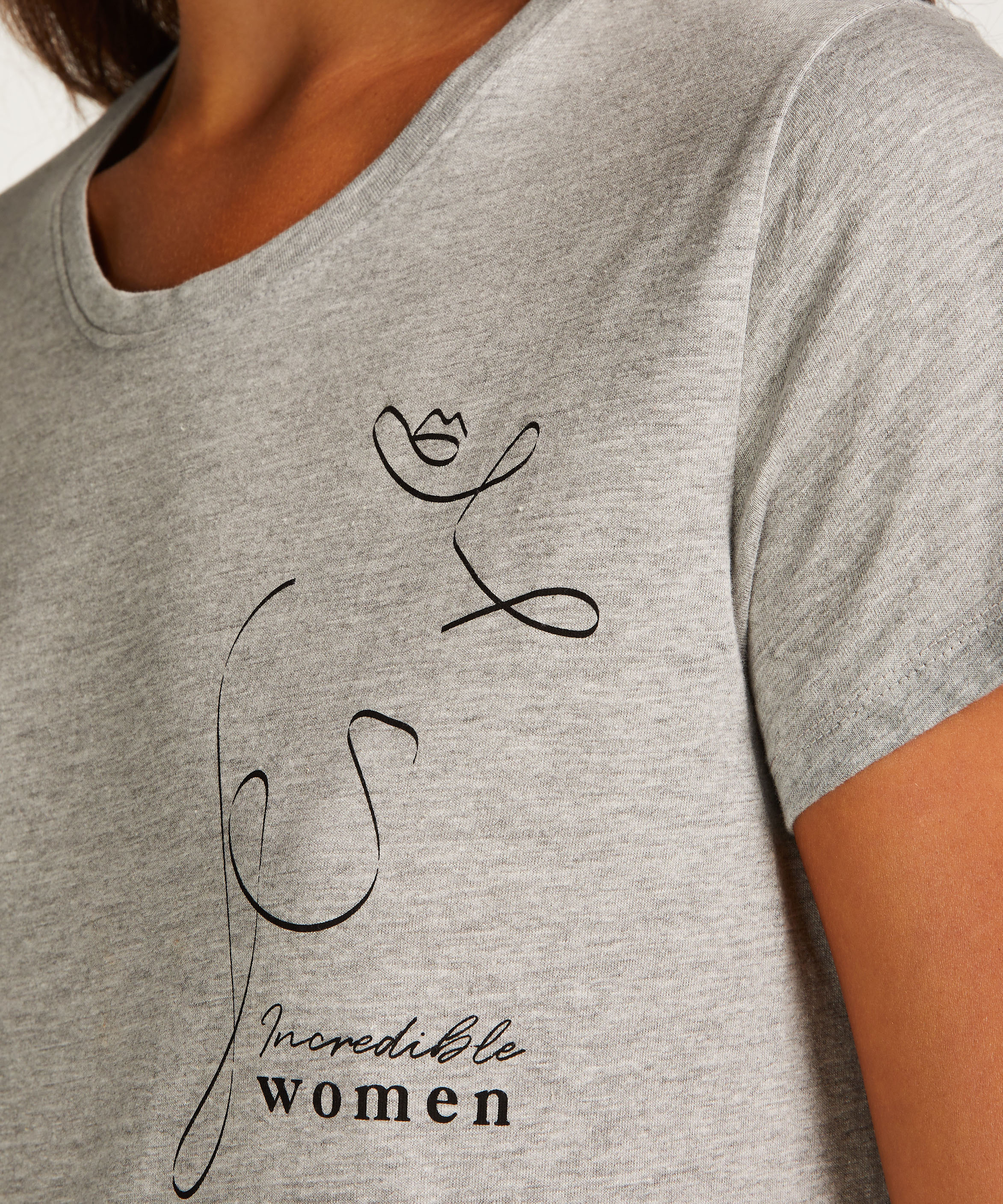 Chemise de nuit à encolure arrondie, Gris, main