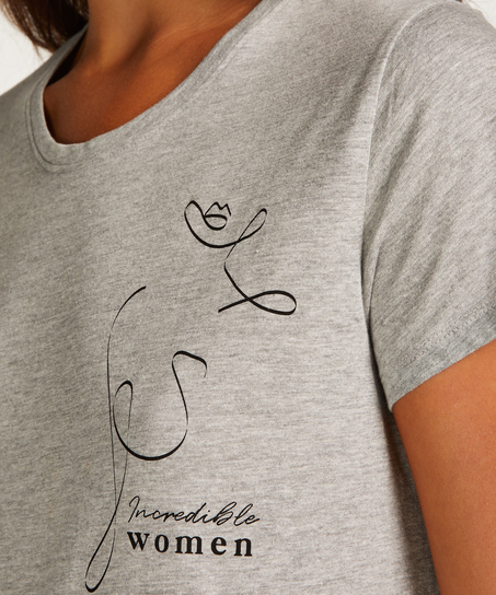 Chemise de nuit à encolure arrondie, Gris