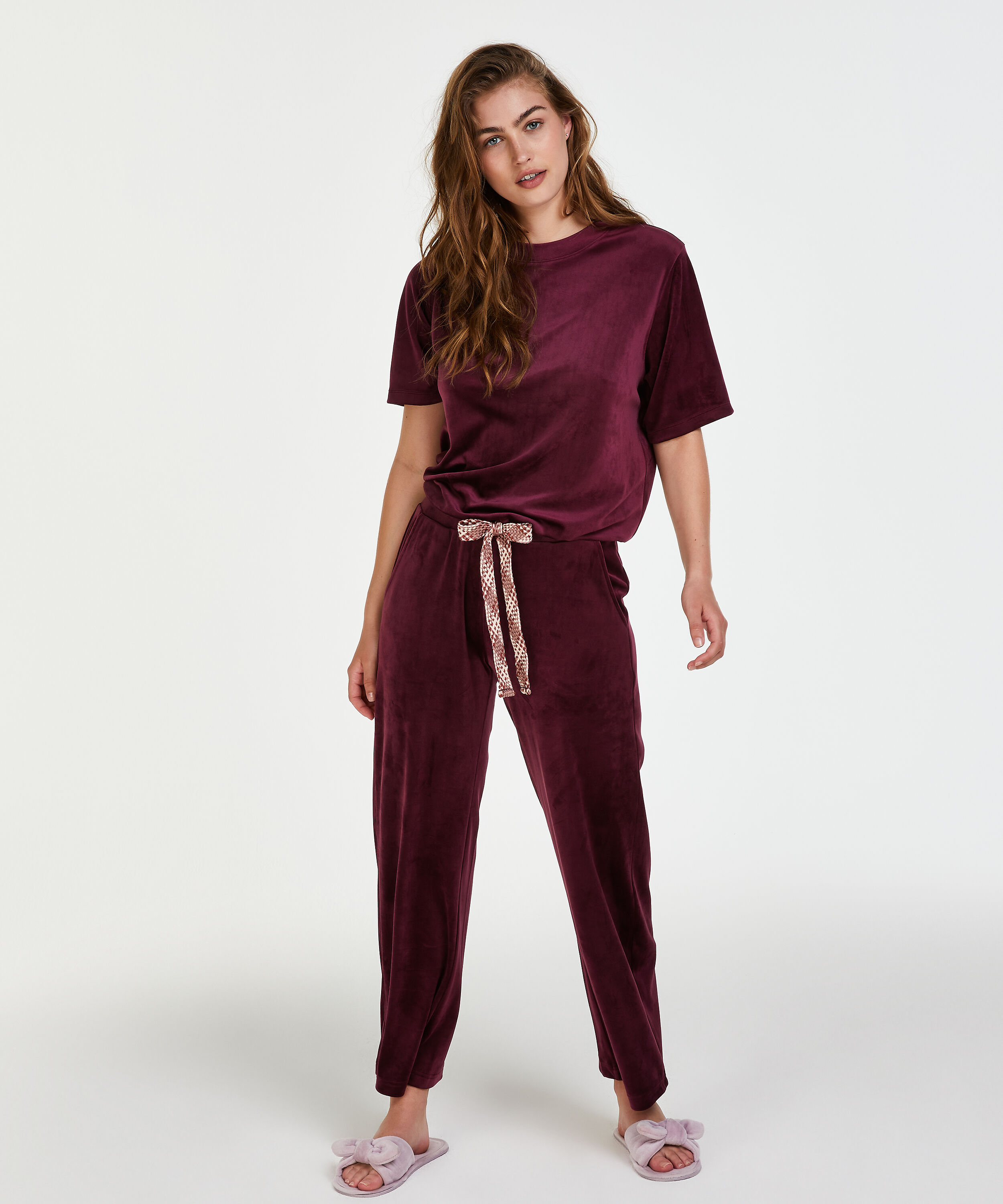 Pyjamabroek velours, Rood