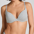 Soutien-gorge &agrave; armatures rembourr&eacute; push-up en coton, Gris
