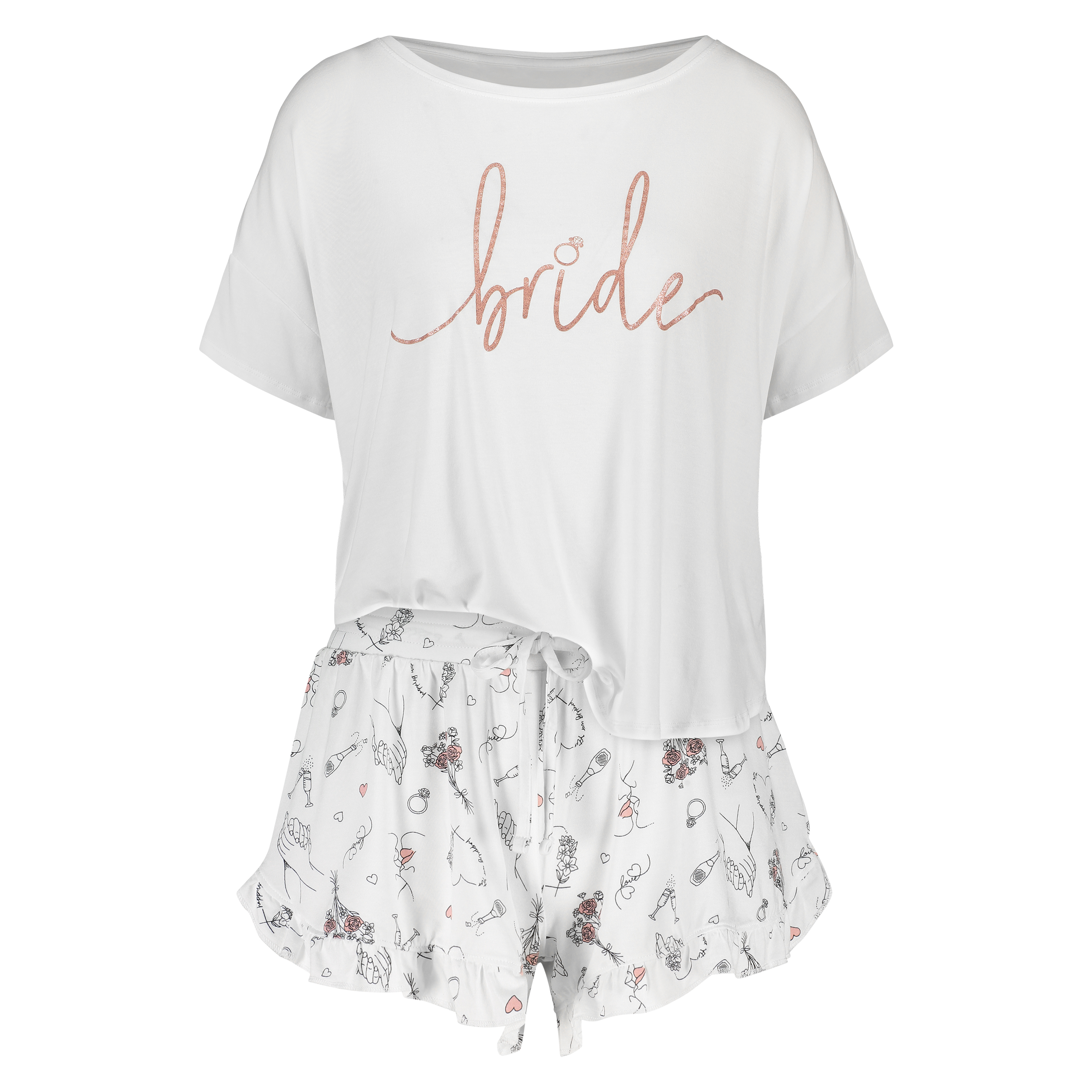 Korte Pyjama set Bridal, Wit, main