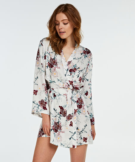 Kimono woven blossom, Wit