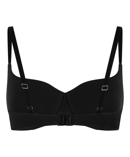 Soutien-gorge &agrave; armatures rembourr&eacute; en coton, Noir
