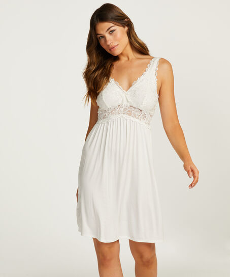 Slipdress Modal lace, Wit