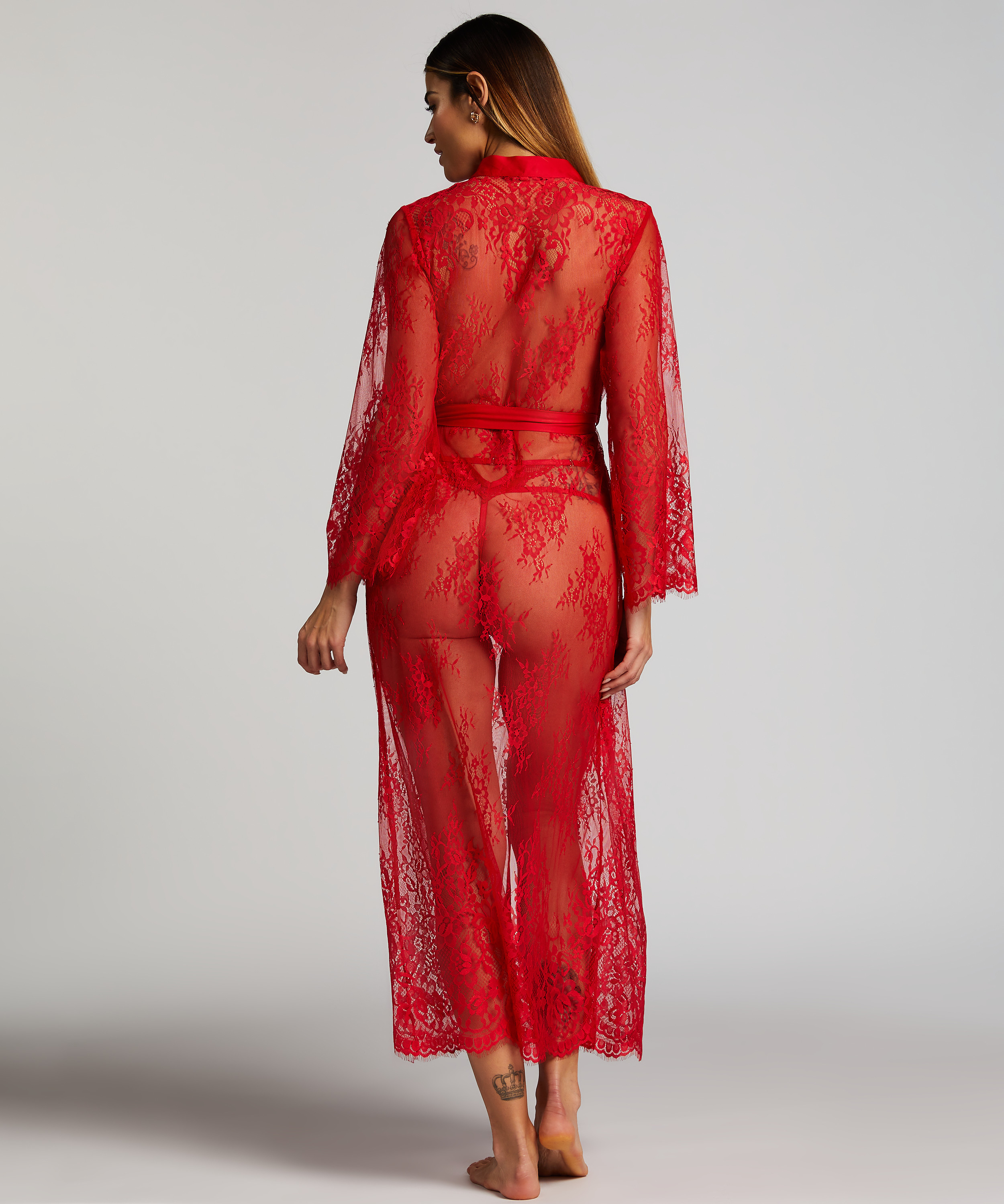 Lange Kimono Allover Lace, Rood, main