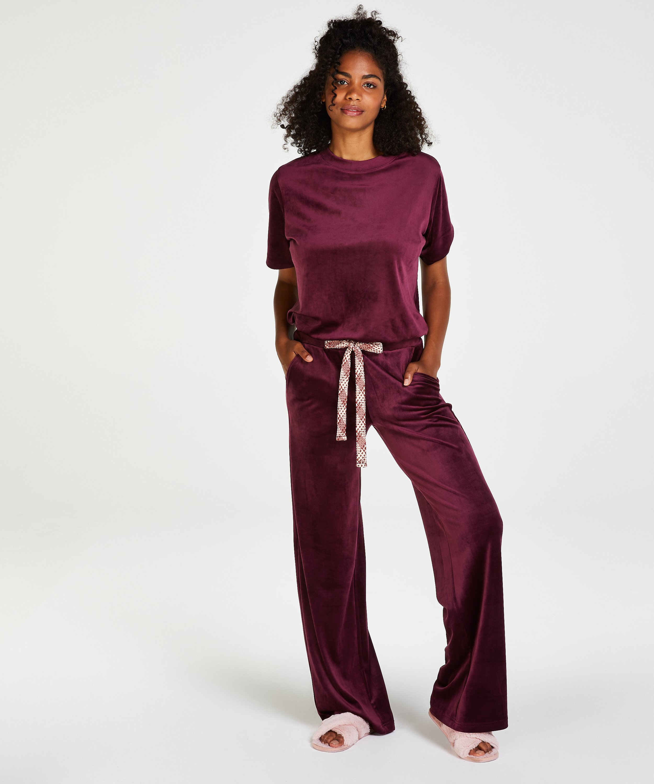 Tall Pantalon de pyjama Velours, Pourpre, main