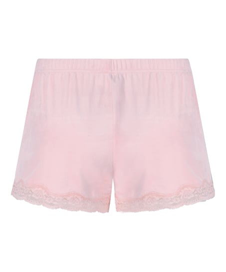 Short en velours à dentelle, Rose