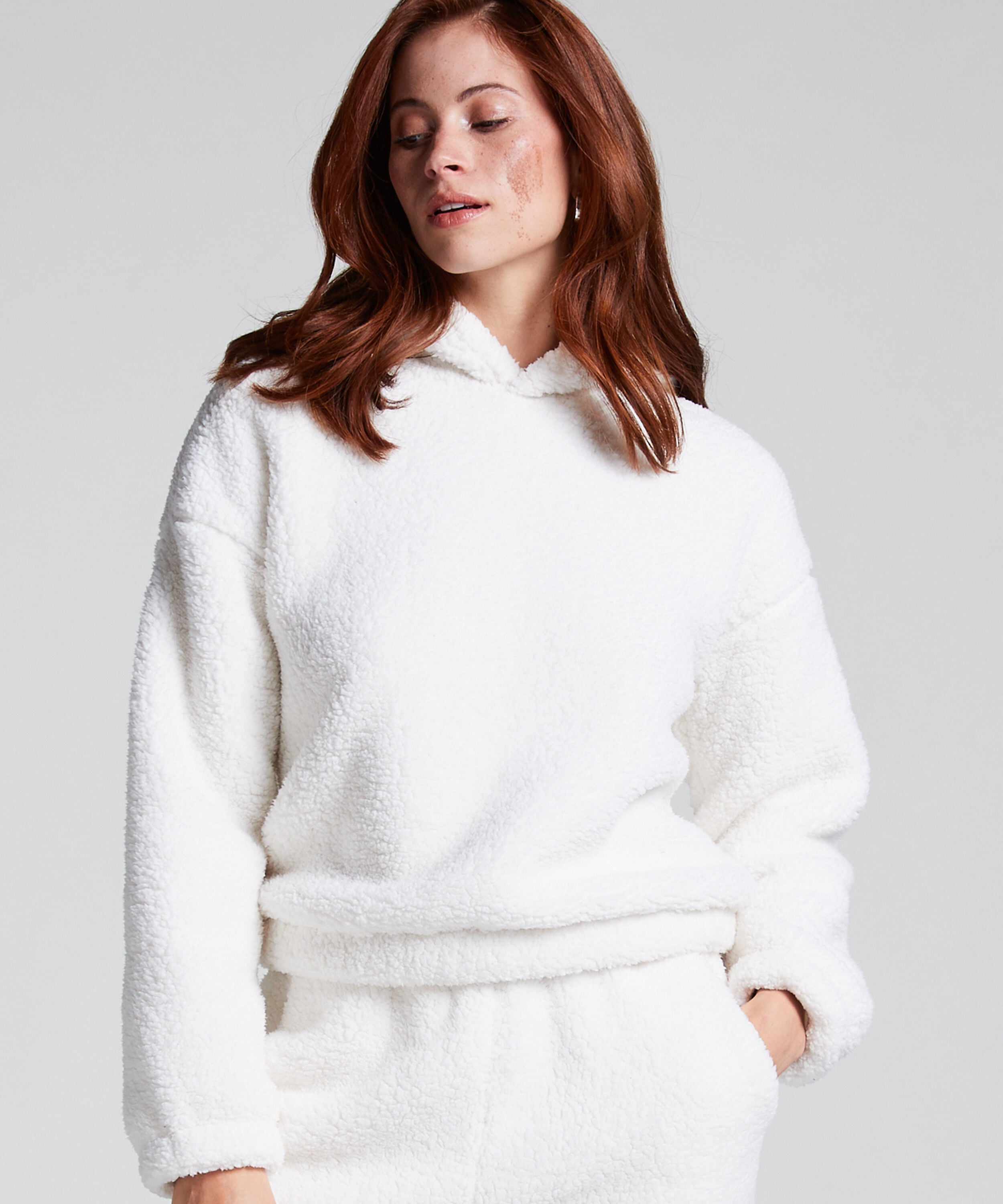Hoodie Fleece Snuggle, Wit