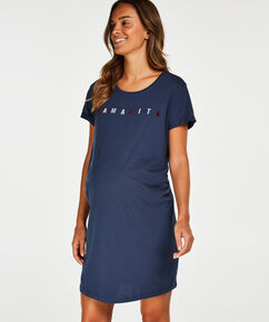 Zwangerschapsnachthemd met korte mouwen, Blauw