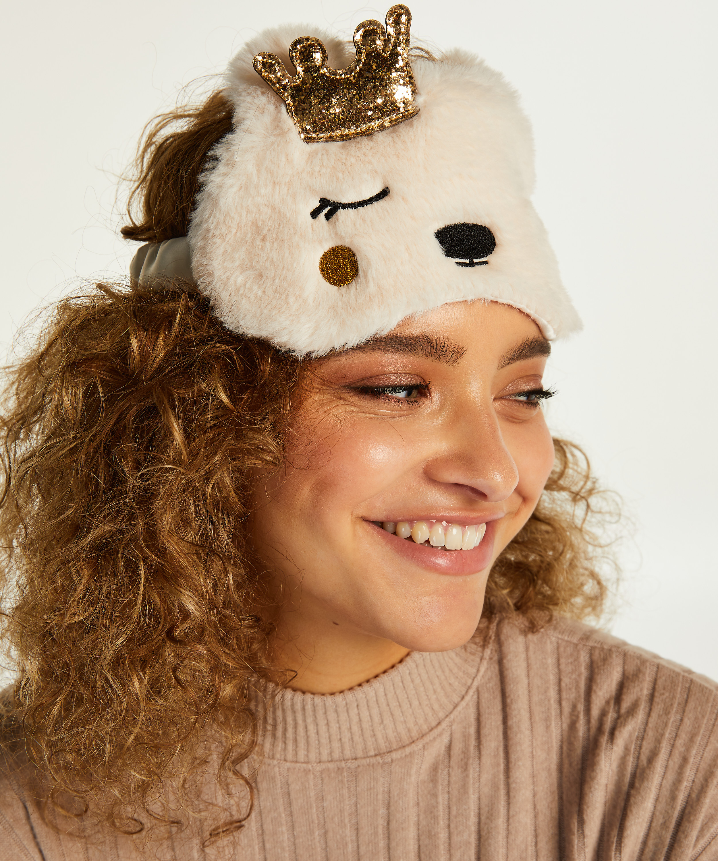 Masque de sommeil Animal, Beige, main