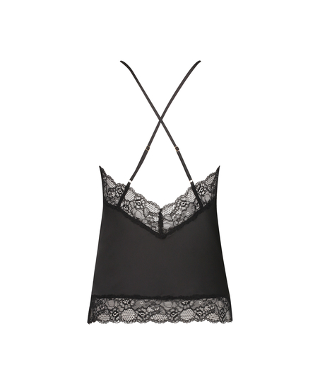 Cami top Satin Lace, Zwart