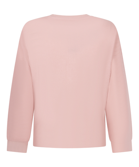 Top van wafelstof Henley, Roze