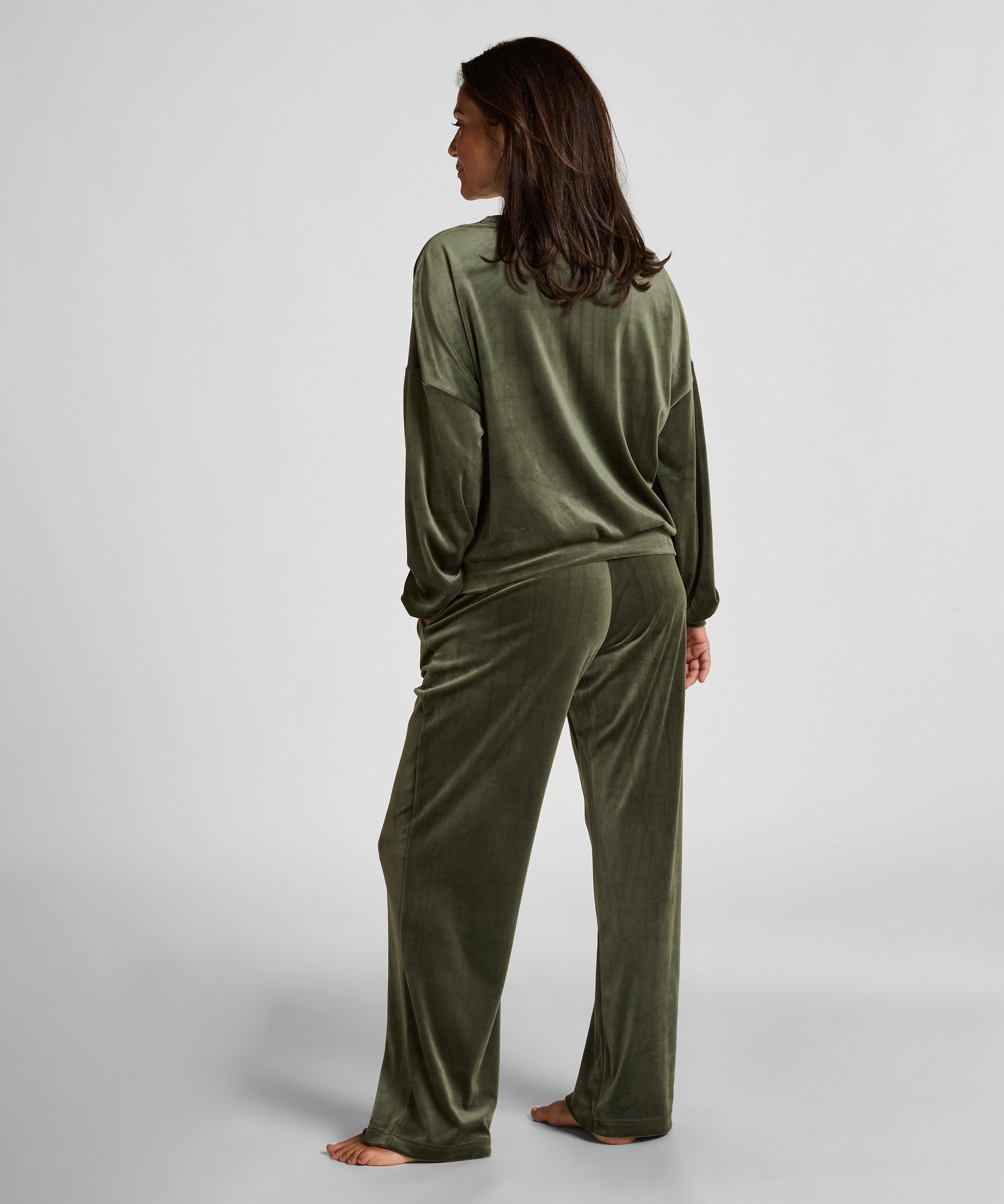 Velours pyjamabroek, Groen, main