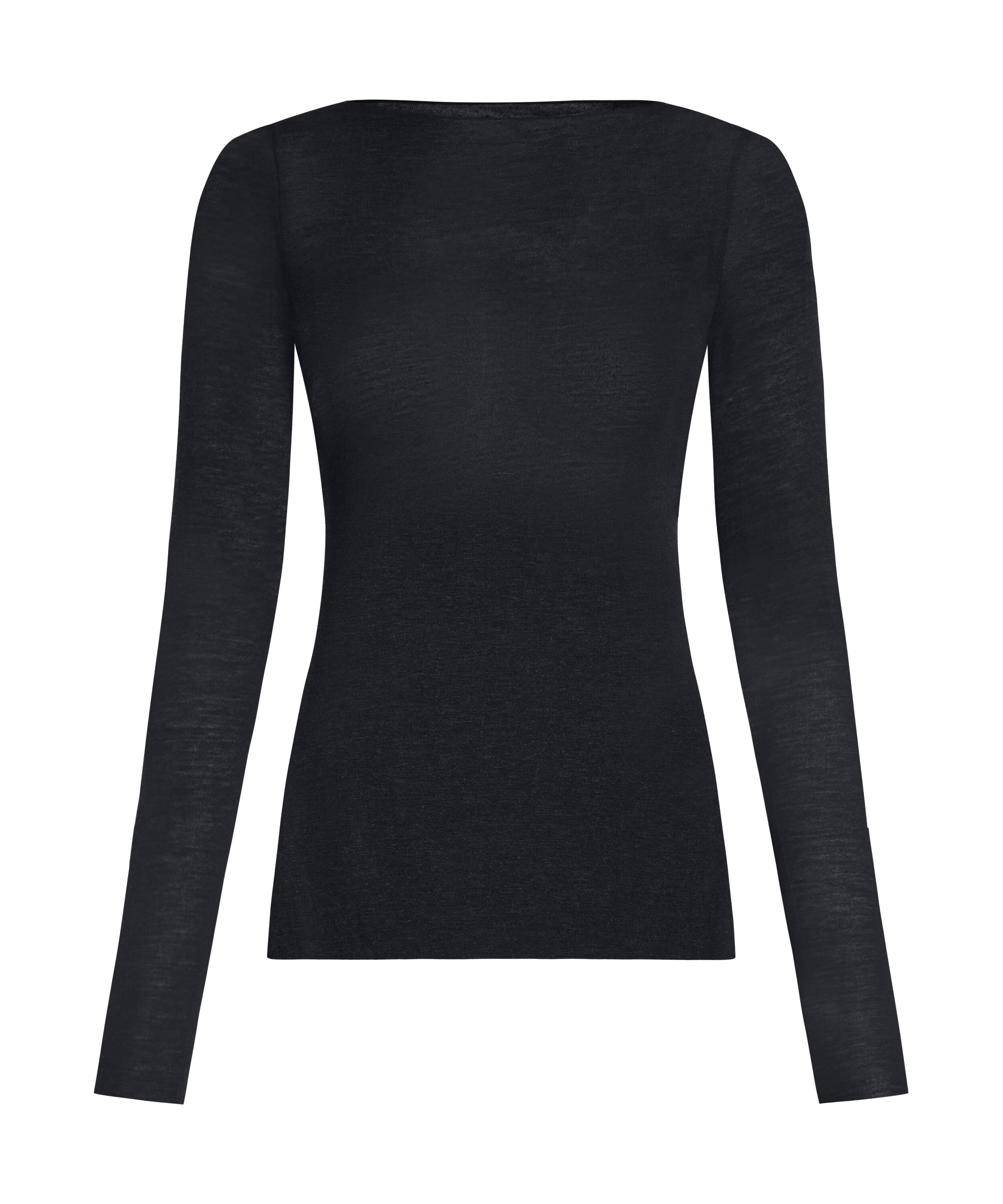 super soft Boothals shirt met Cashmere, Zwart