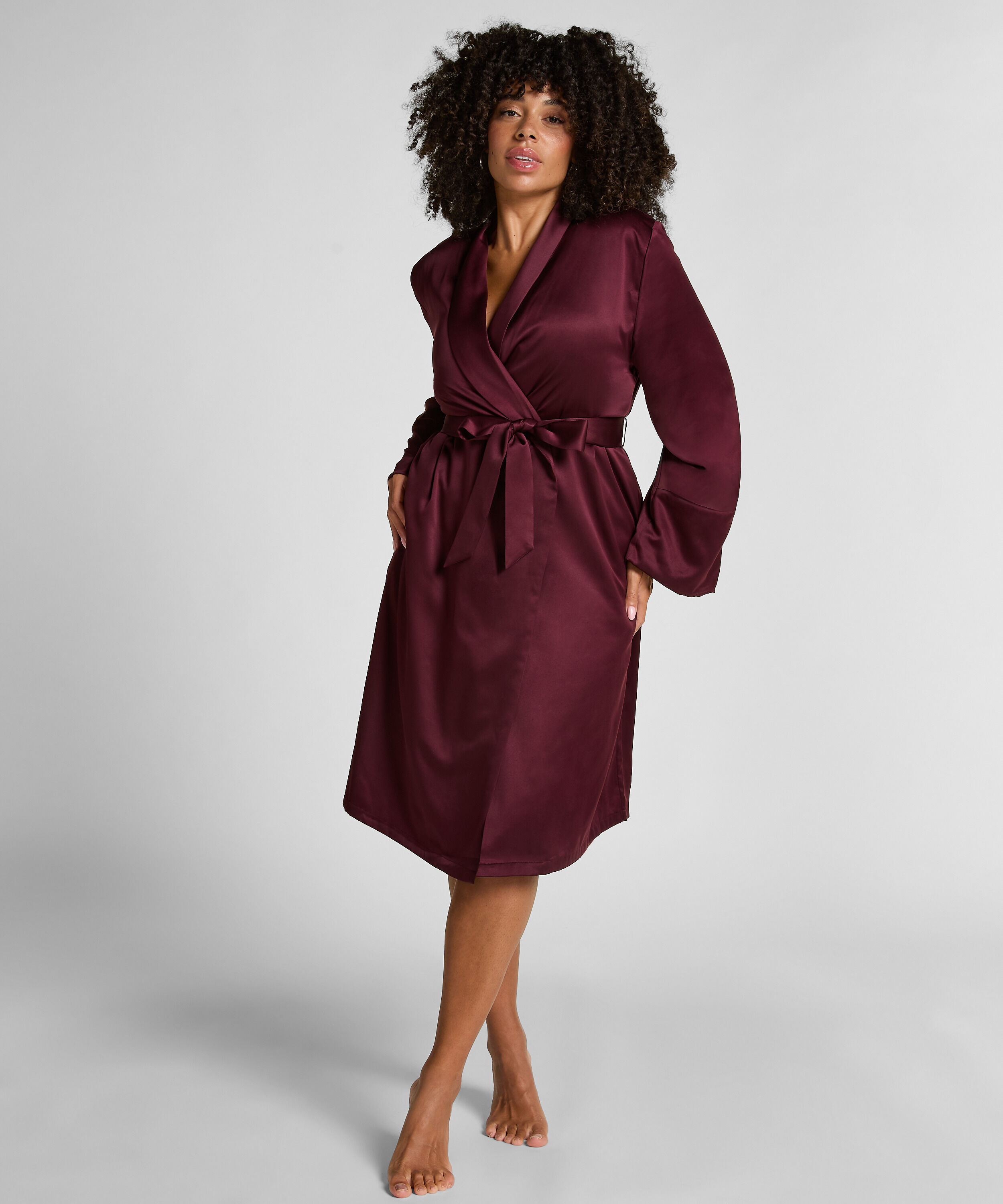 Peignoir en polaire satinée, Pourpre Peignoir en polaire satinée, Pourpre