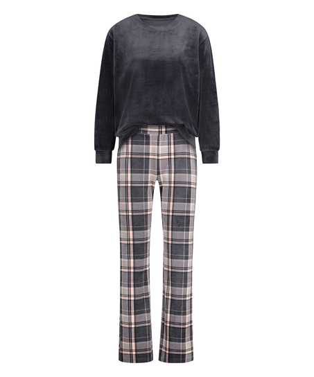 Velours pyjamaset, Grijs