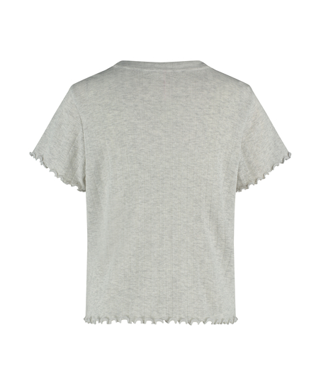 Pyjama top korte mouwen loose fit, Beige