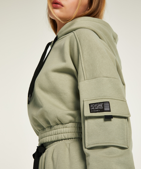 Sweat à capuche court Kim Petras, Vert