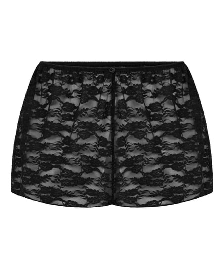 Short en dentelle int&eacute;grale, Noir