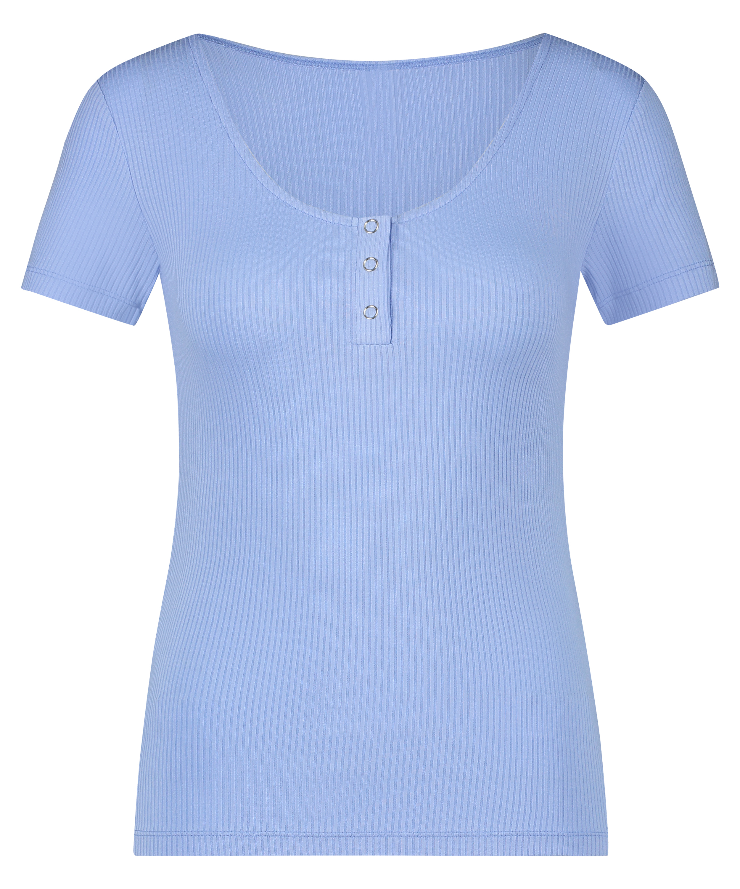 Pyjamatop korte mouwen Henley, Blauw, main