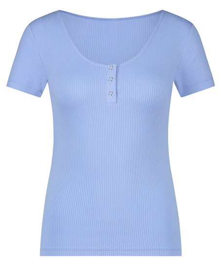 Pyjamatop korte mouwen Henley, Blauw