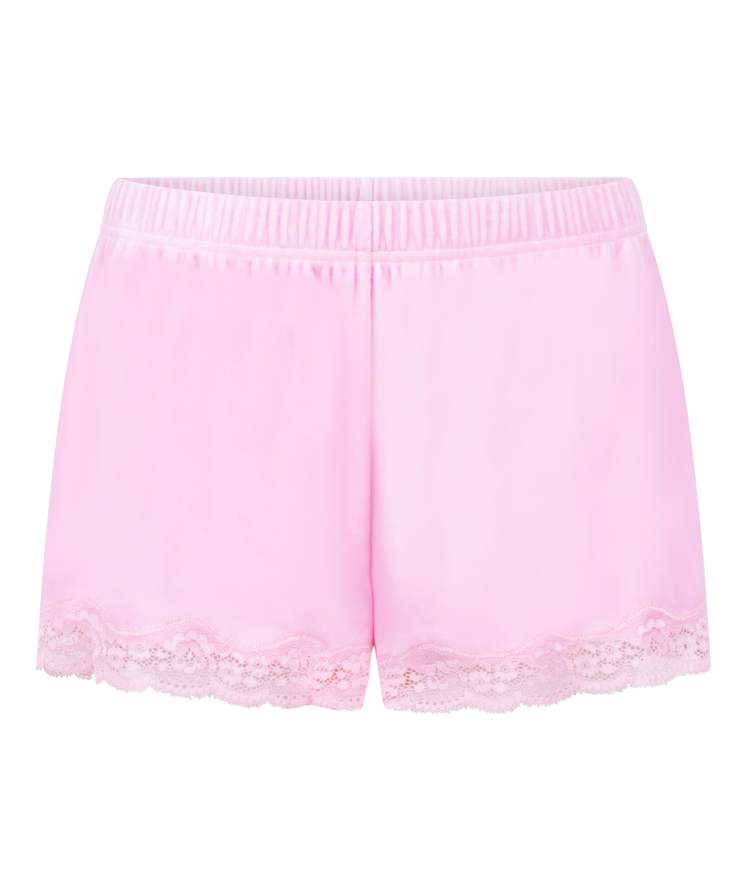 Short en velours &agrave; dentelle, Rose, main