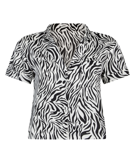 Veste &agrave; manches courtes en satin, Blanc