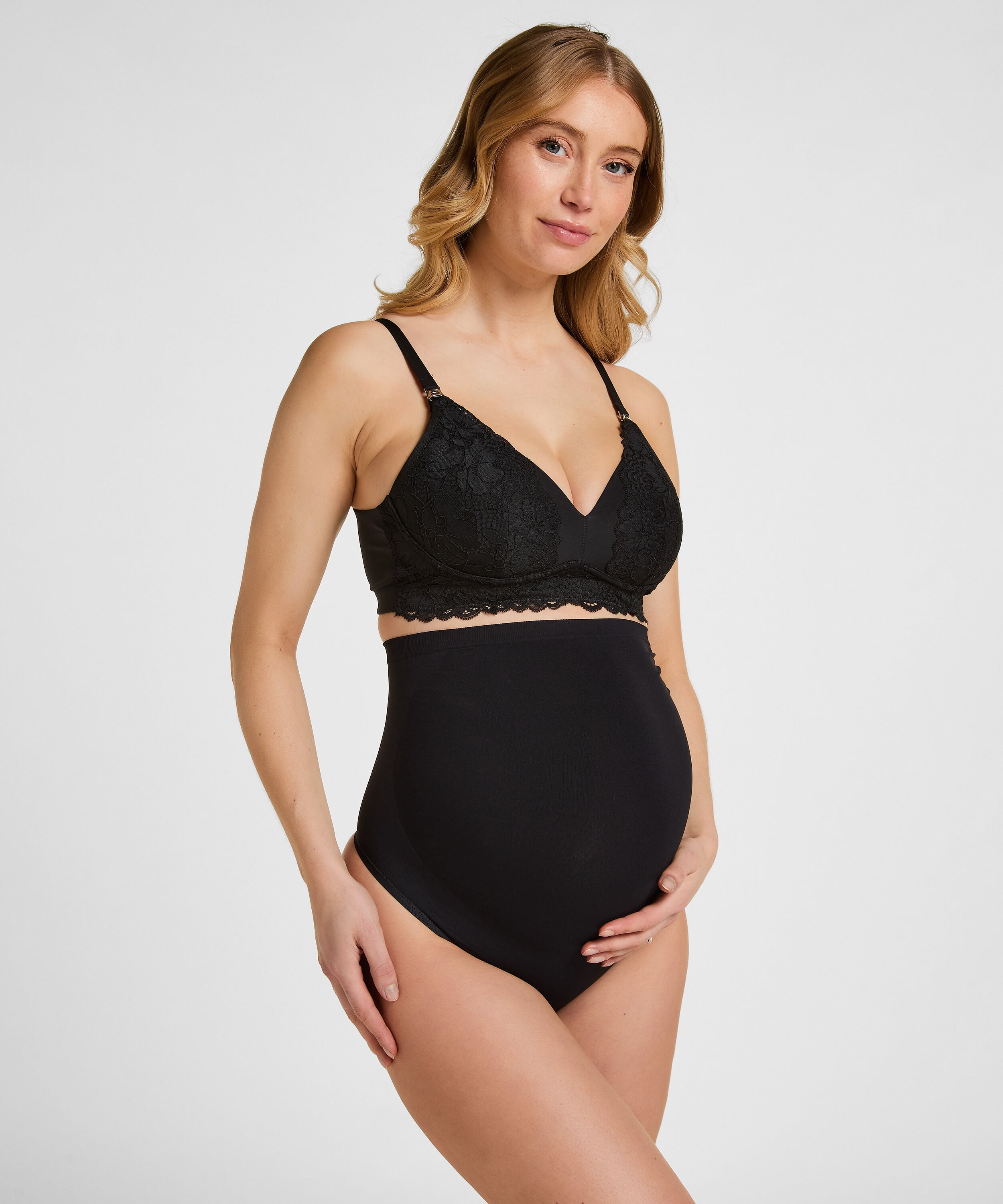 Naadloze Zwangerschaps String, Zwart
