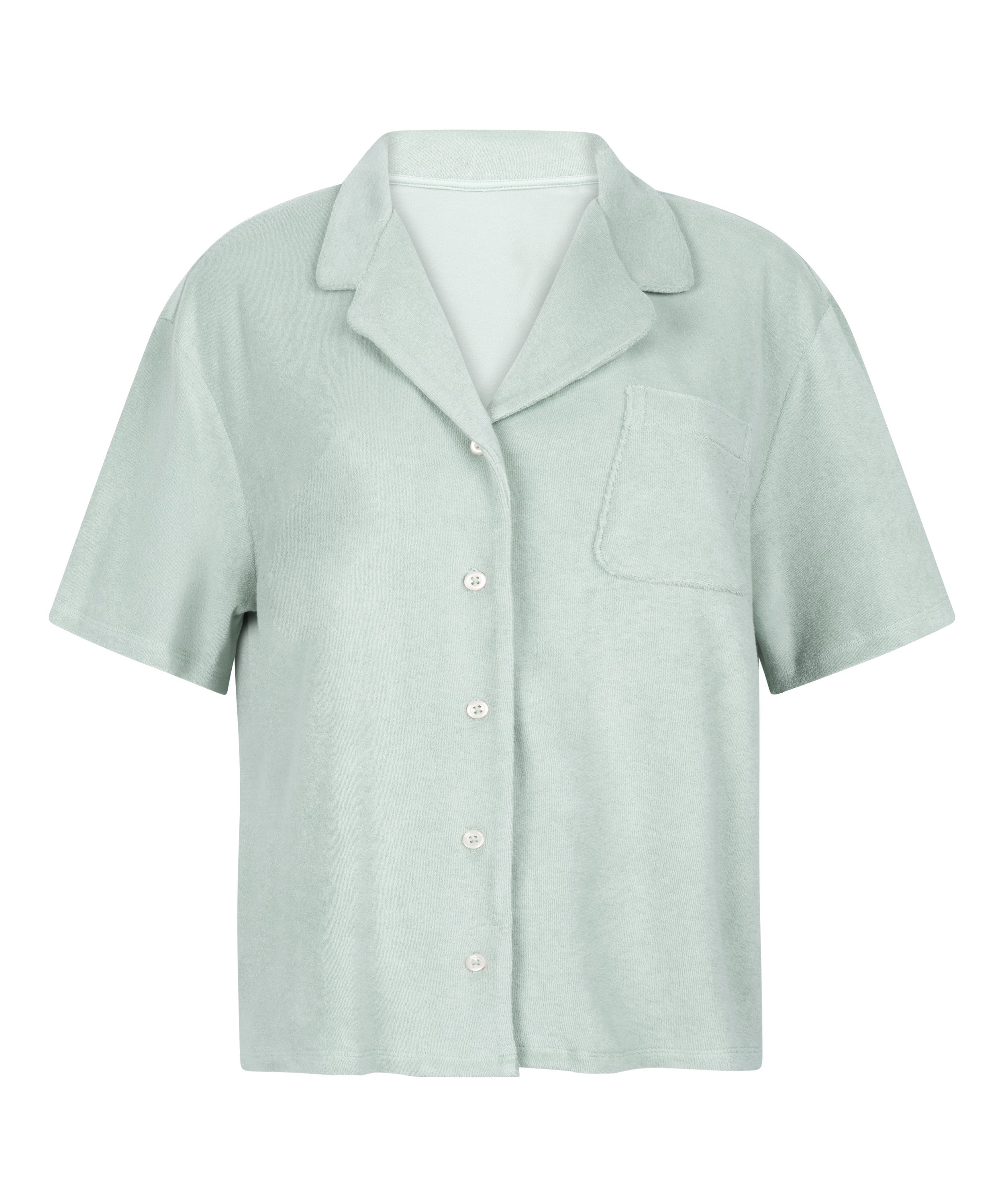 Chemise boutonn&eacute;e en tissu &eacute;ponge, Vert, main