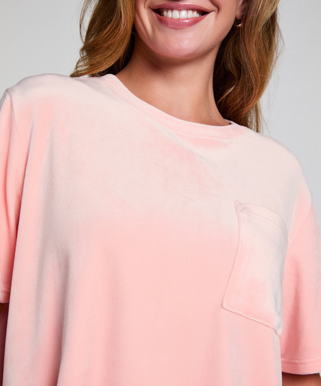 Top Velours Pocket, Roze