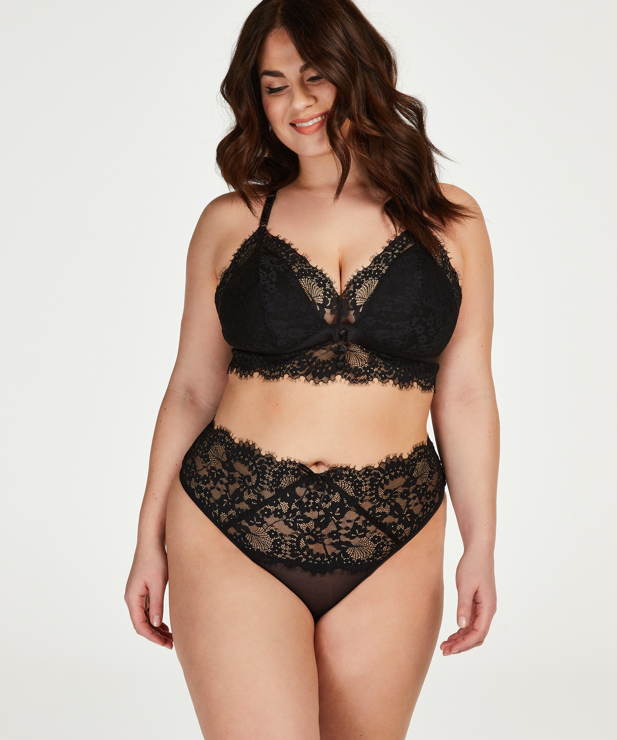 Hoge string Olivia Curvy, Zwart