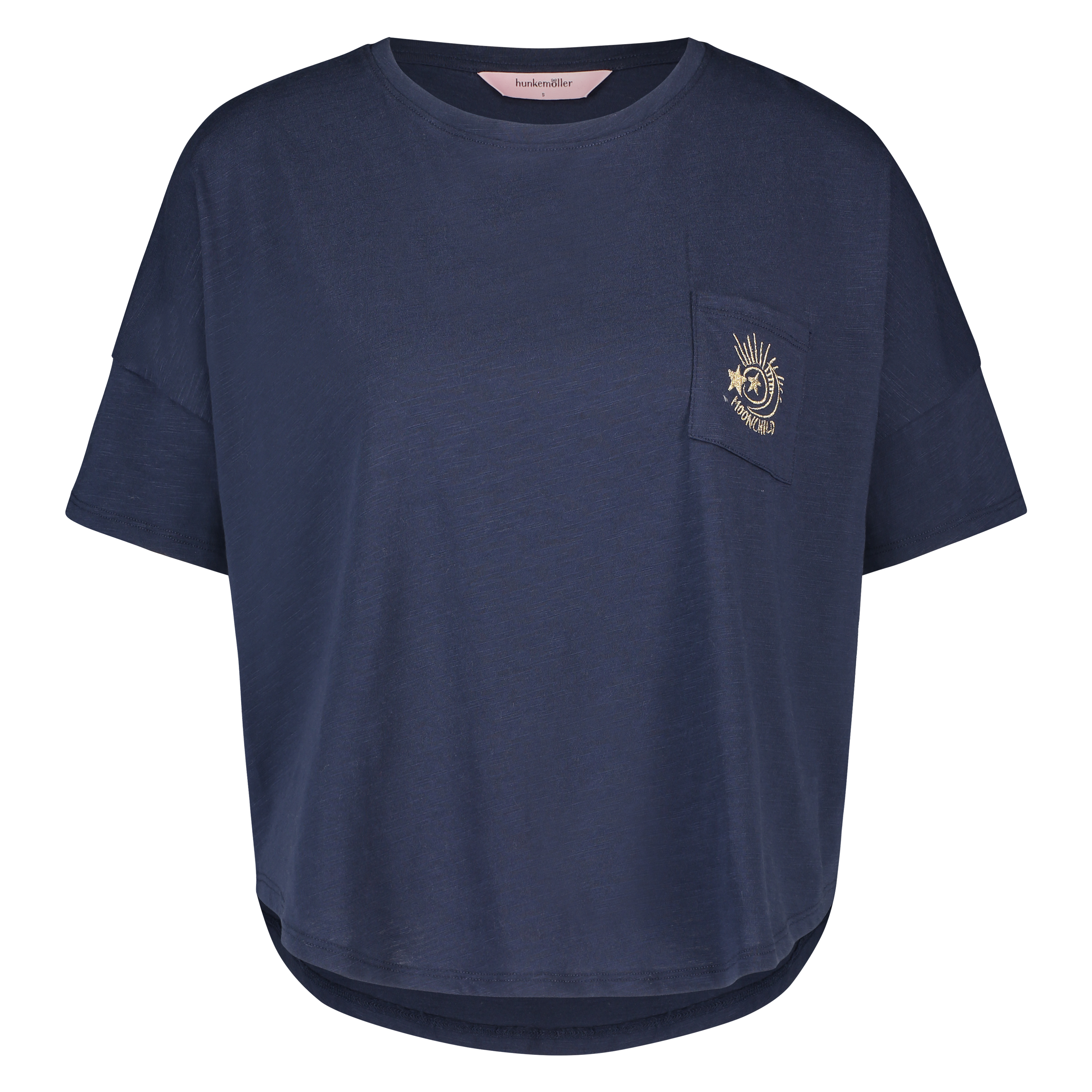 Pyjama top korte mouwen loose fit, Blauw, main