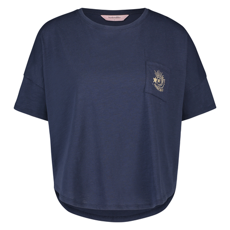 Pyjama top korte mouwen loose fit, Blauw