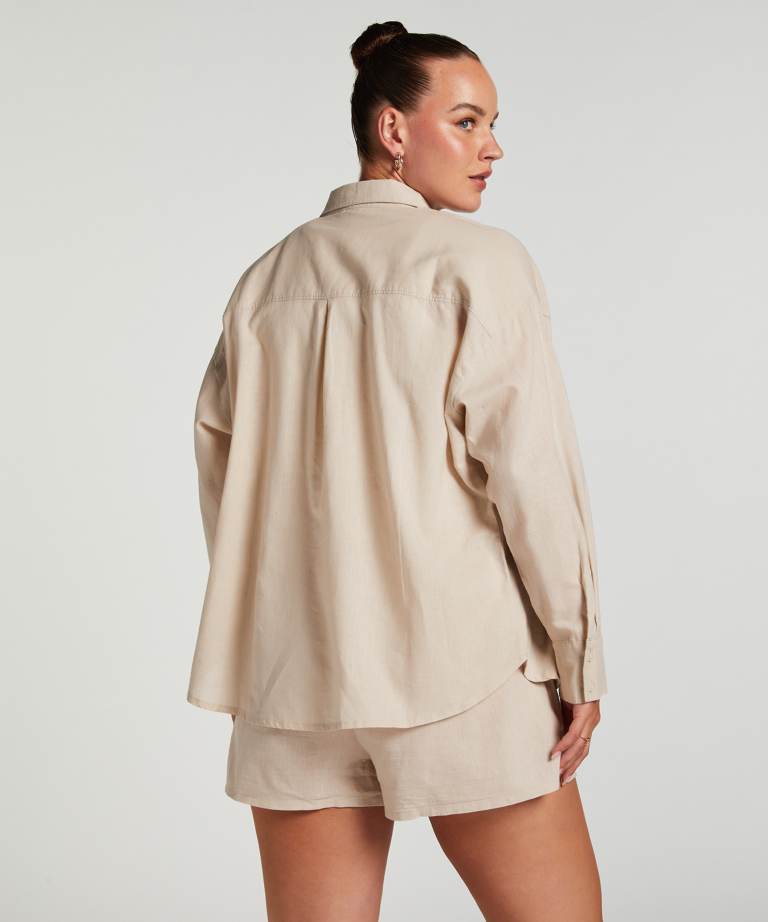 Haut de pyjama Lin, Beige, main