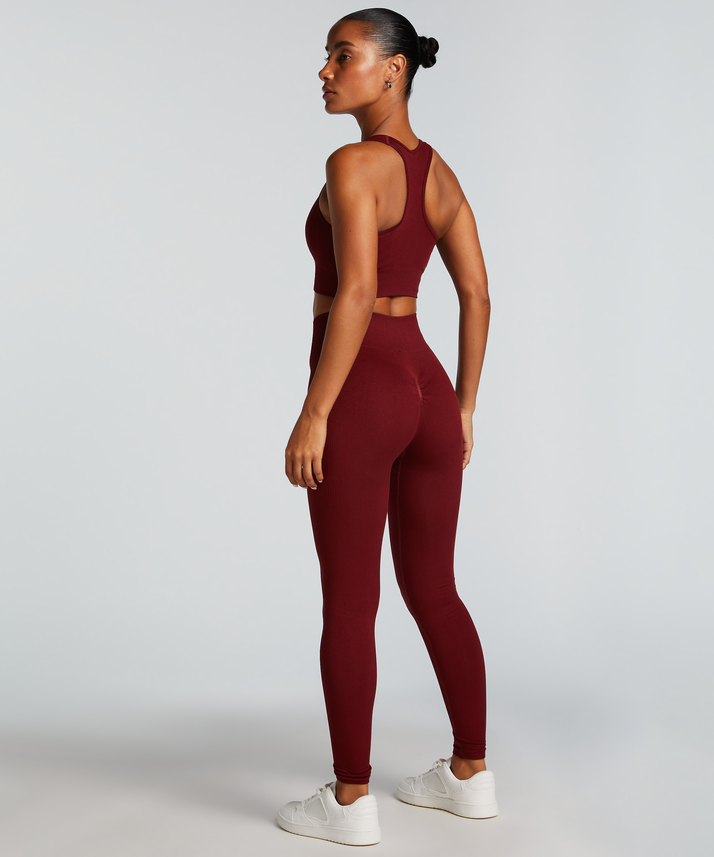 HKMX High waisted naadloze sportlegging, Rood, main