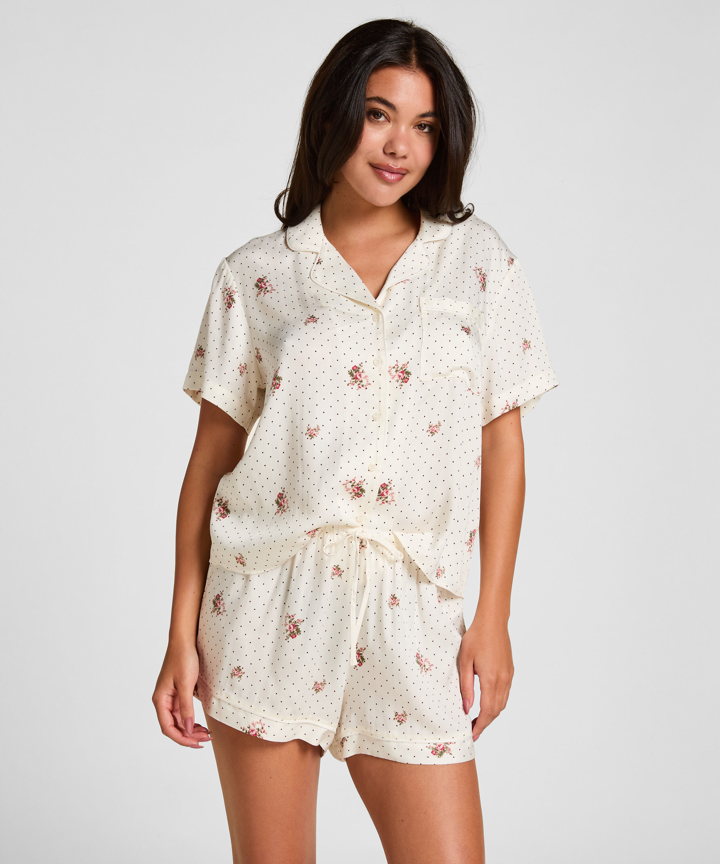 Pyjama Short Satin, Wit Pyjama Short Satin, Wit