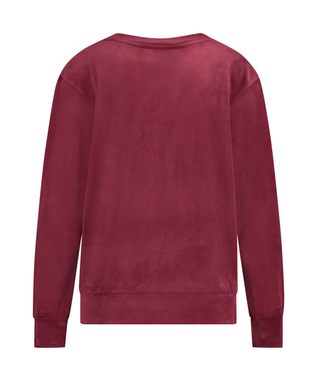 Top Velours lange mouwen, Rood