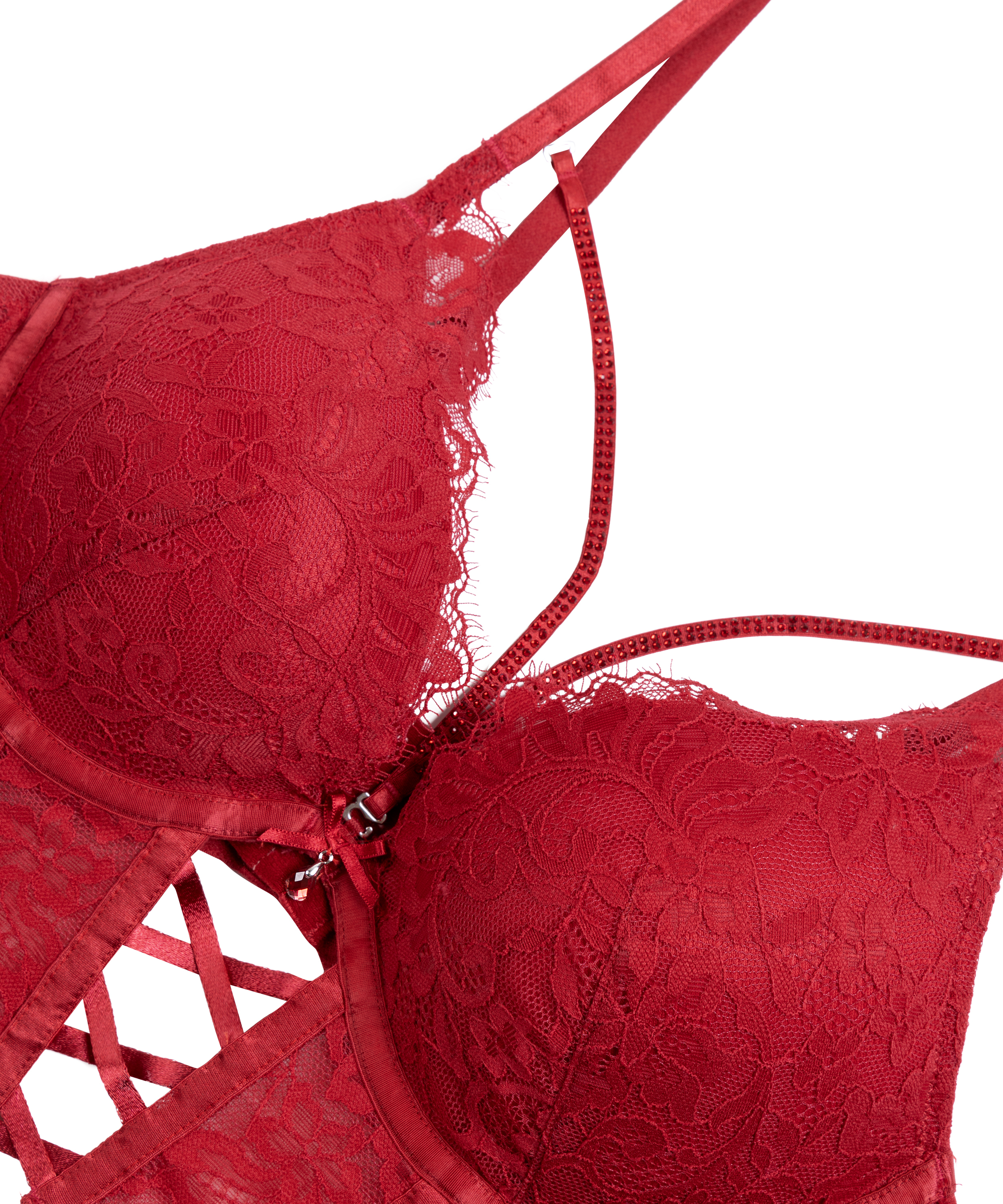 Soutien-gorge à armatures longline push-up préformé Charlotta, Rouge, main
