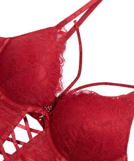 Soutien-gorge à armatures longline push-up préformé Charlotta, Rouge