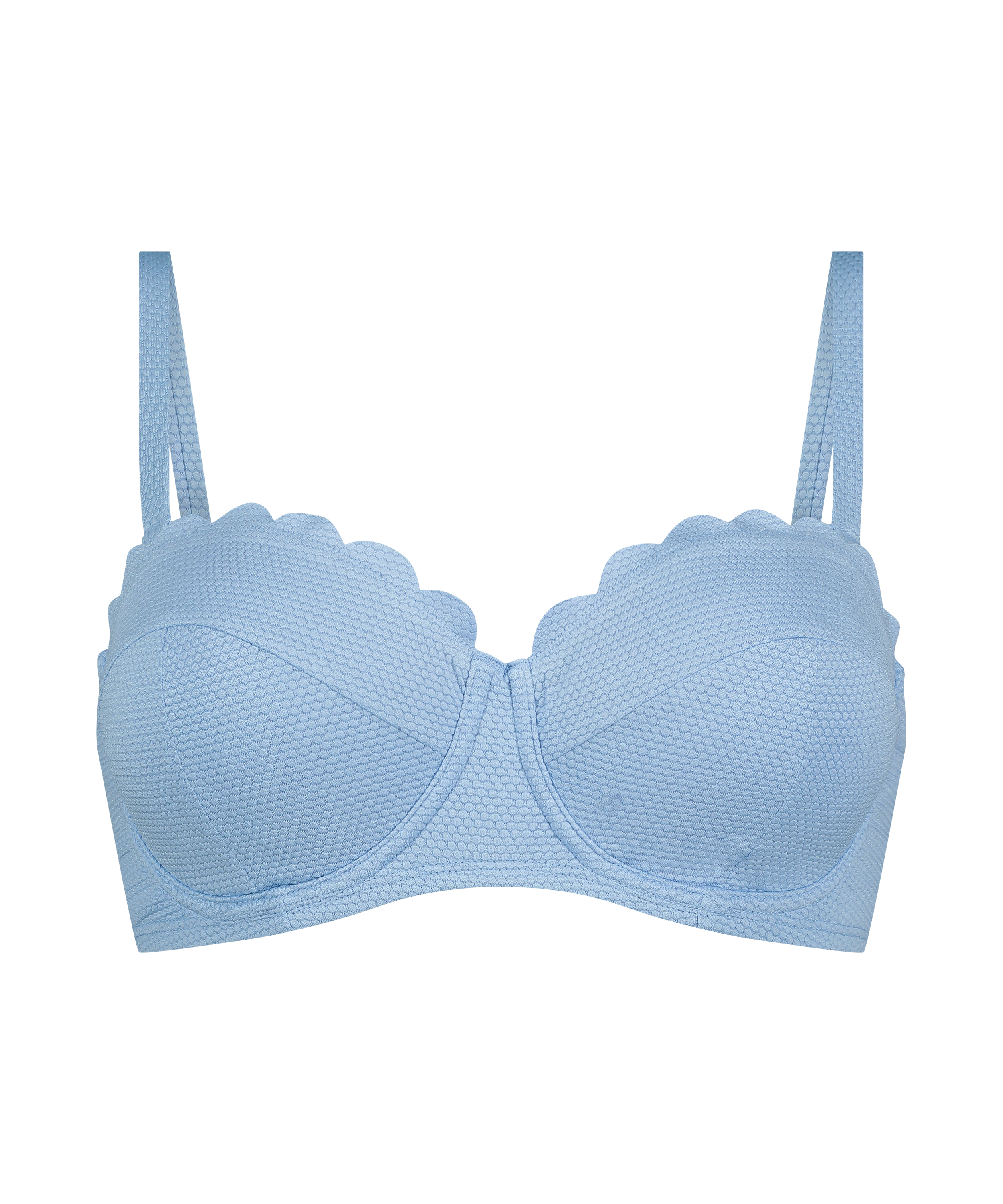 Voorgevormde push-up beugel bikinitop Scallop Cup A - E, Blauw, main