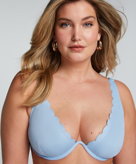 Niet-voorgevormde beugel bikinitop Scallop, Blauw