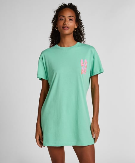 Chemise de nuit col rond, Vert