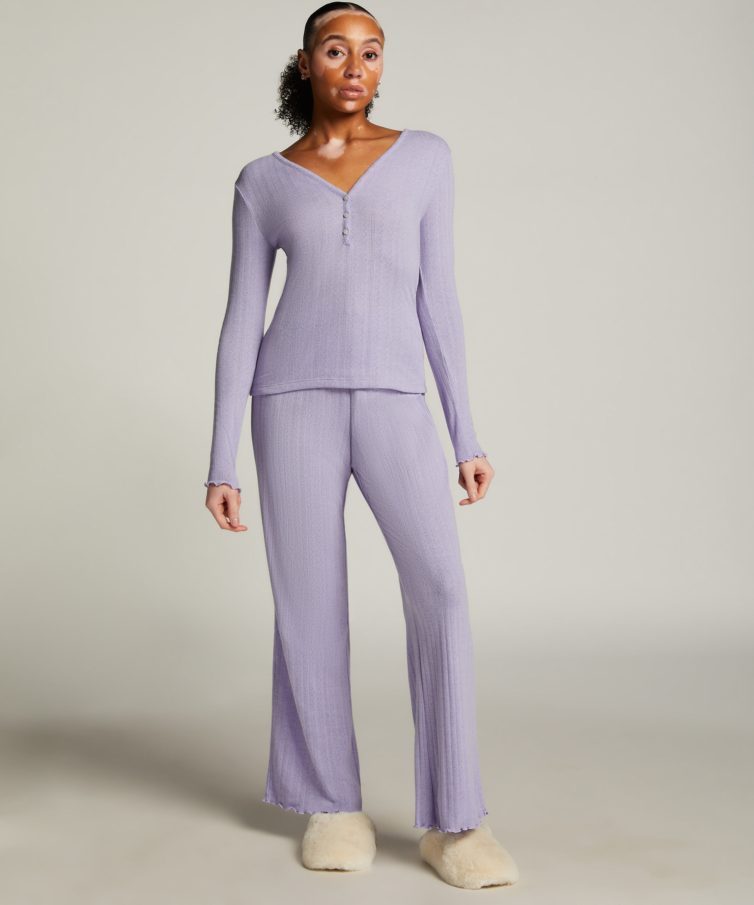 Pyjamabroek Pointelle, Paars