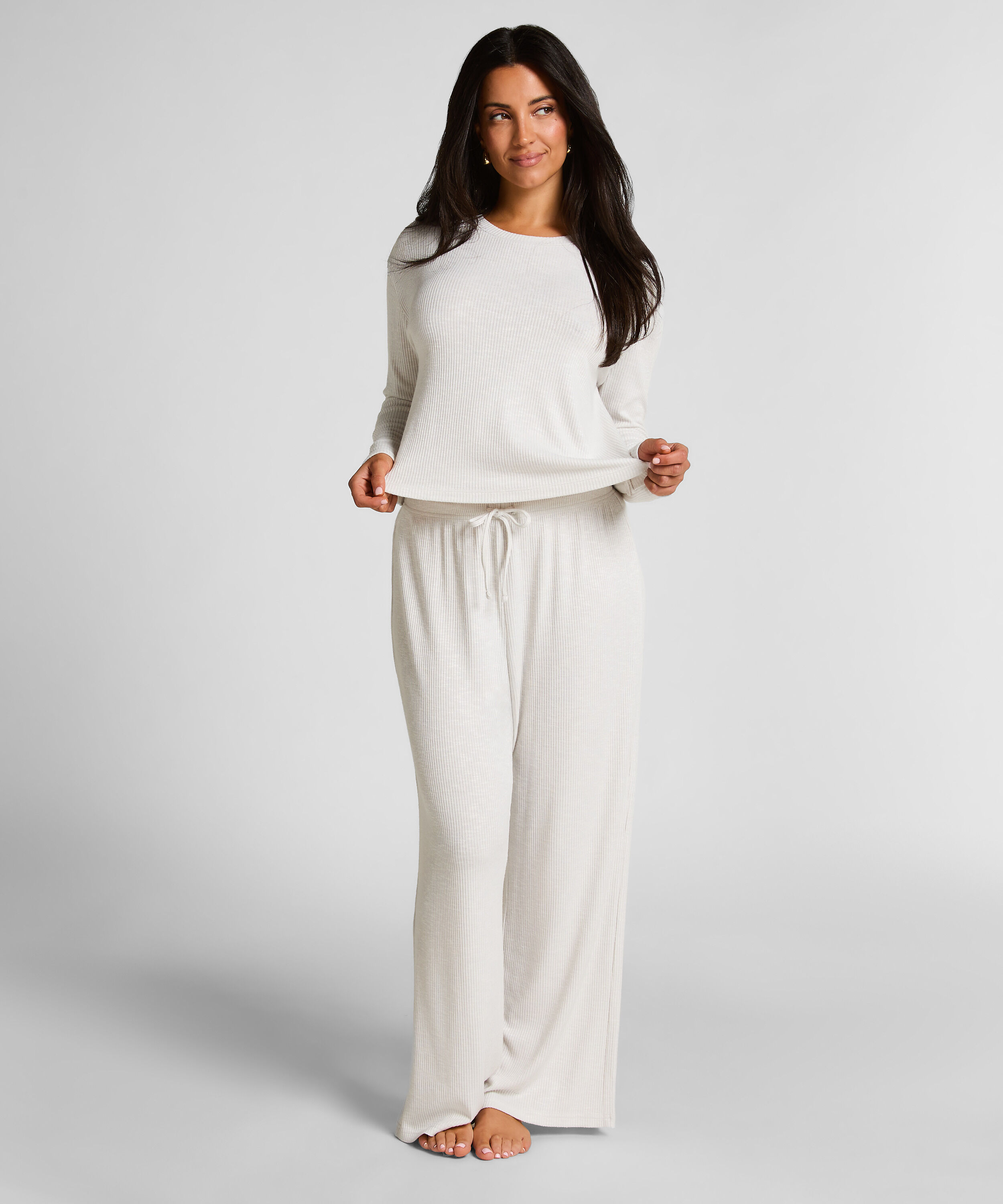 Pyjamatop met lange mouwen, Beige