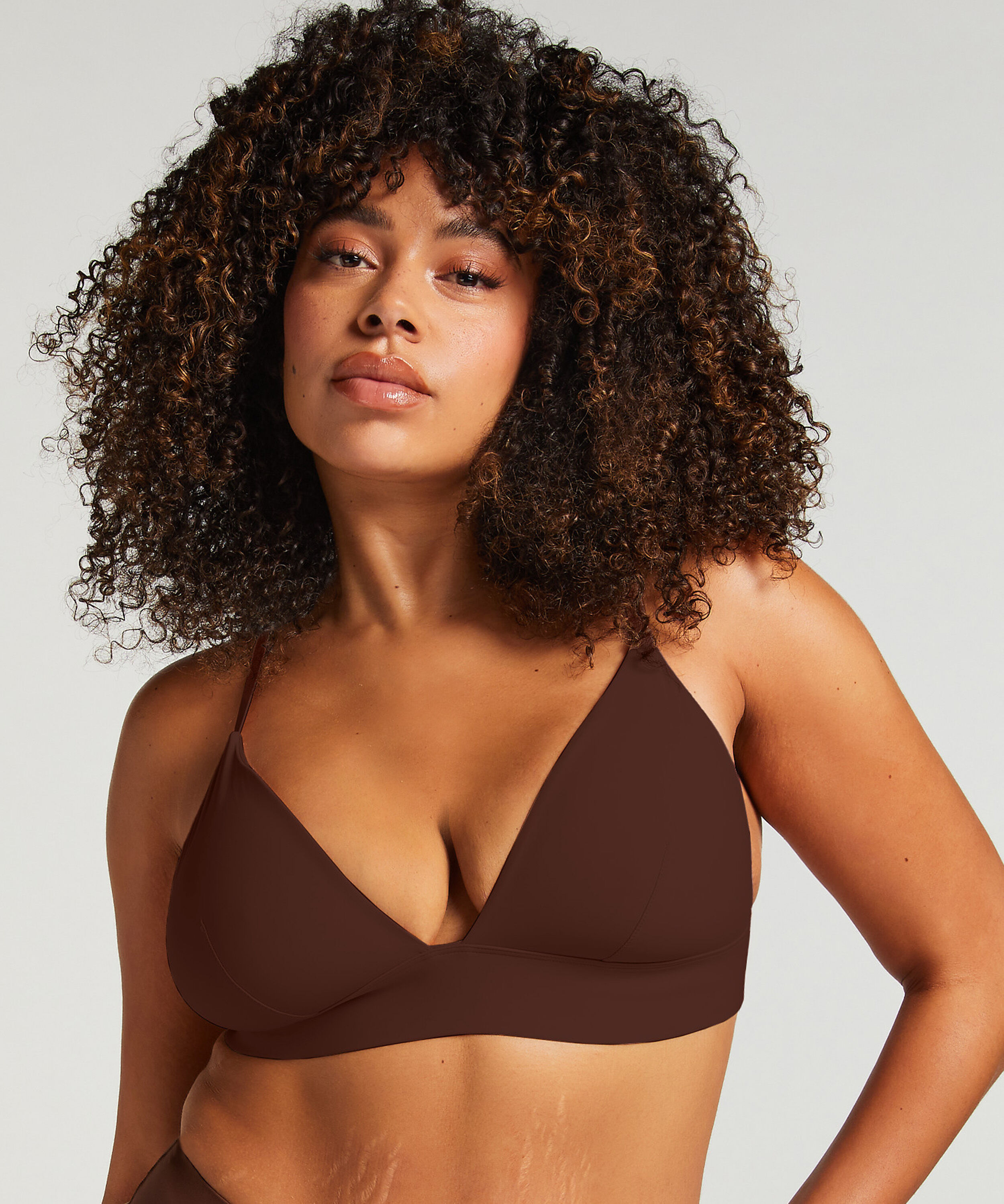 Triangel bralette Smooth, Bruin