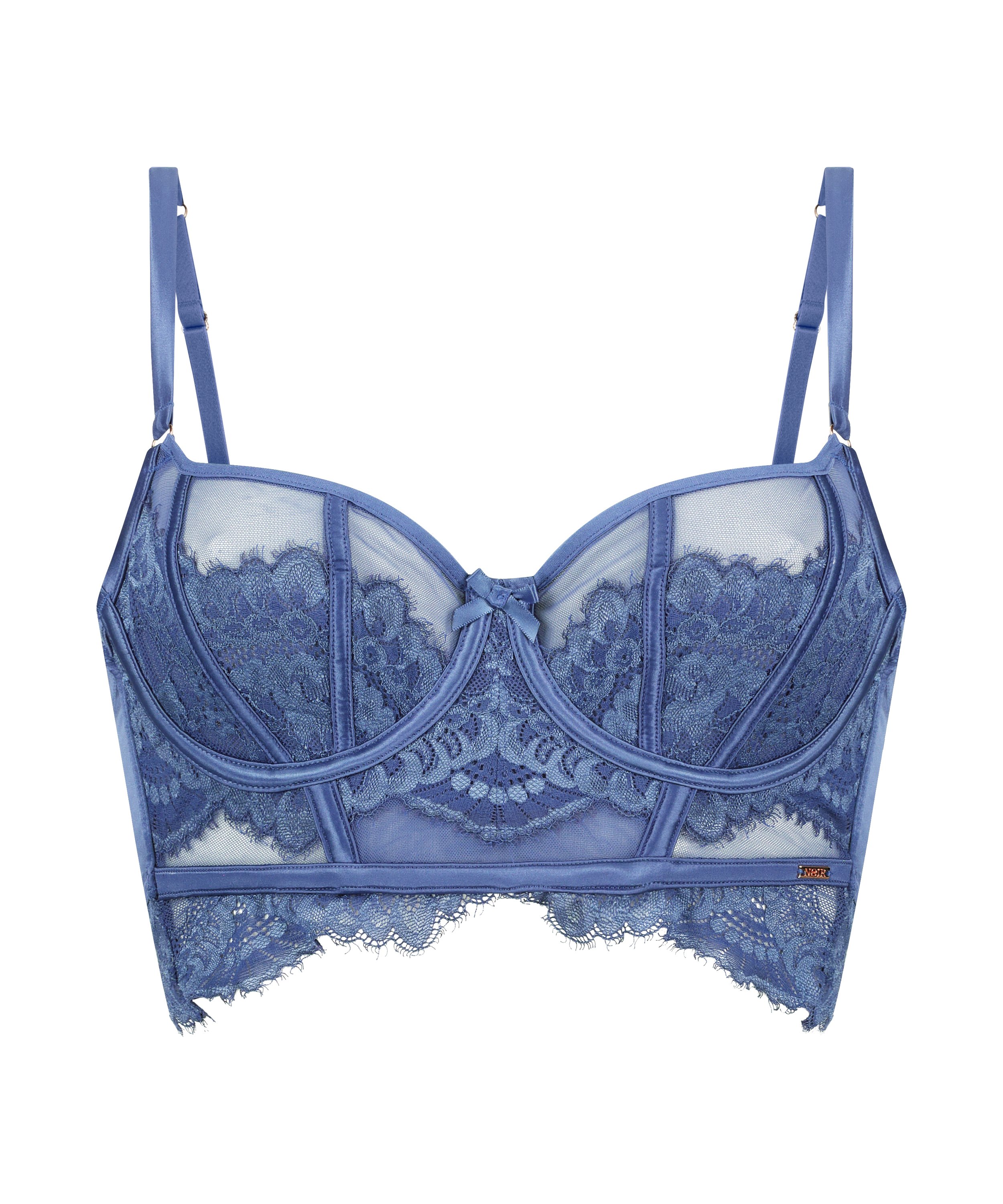 Soutien-gorge à armatures non-préformé longline Daan, Bleu, main