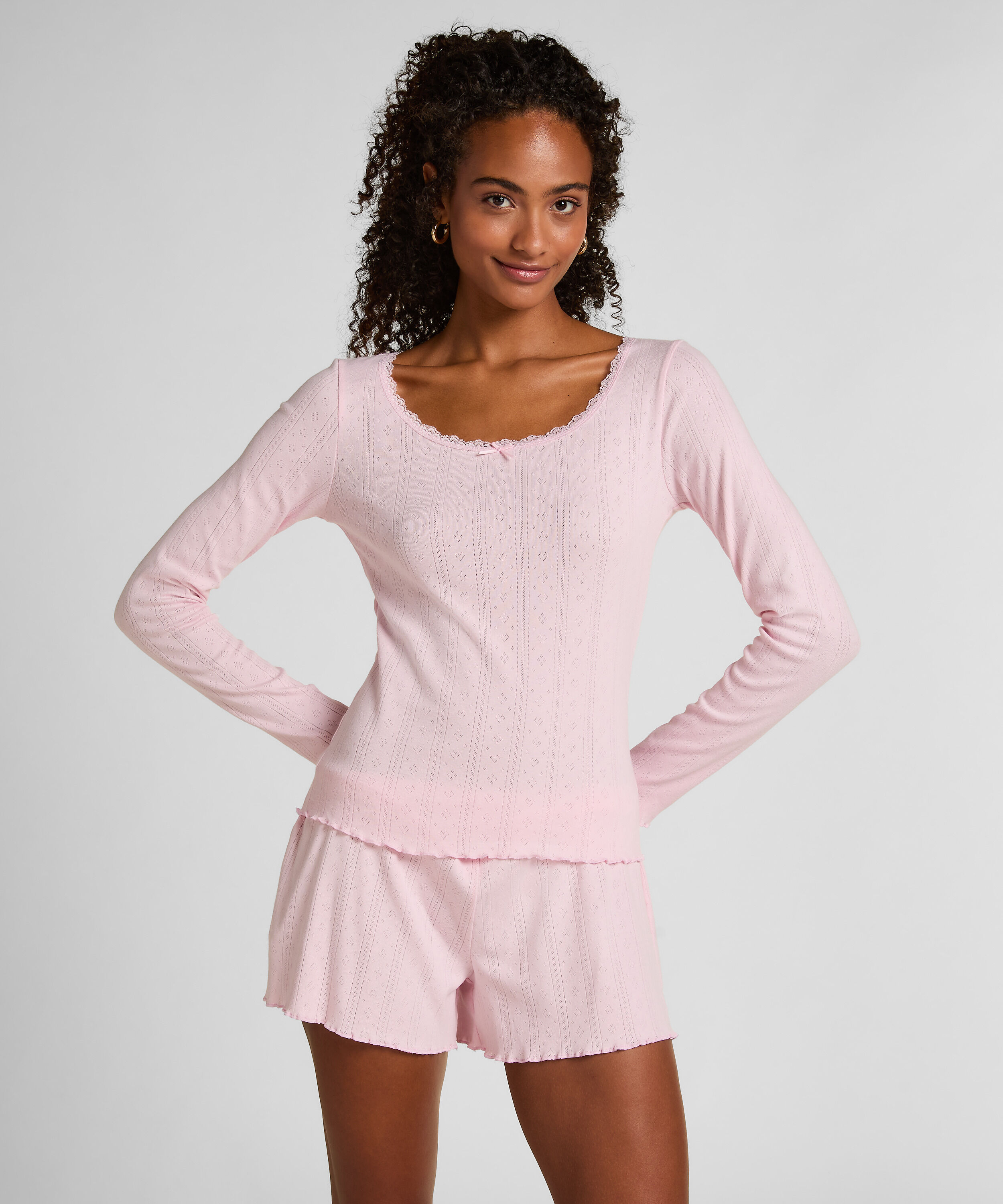 Pyjamatop Pointelle, Roze