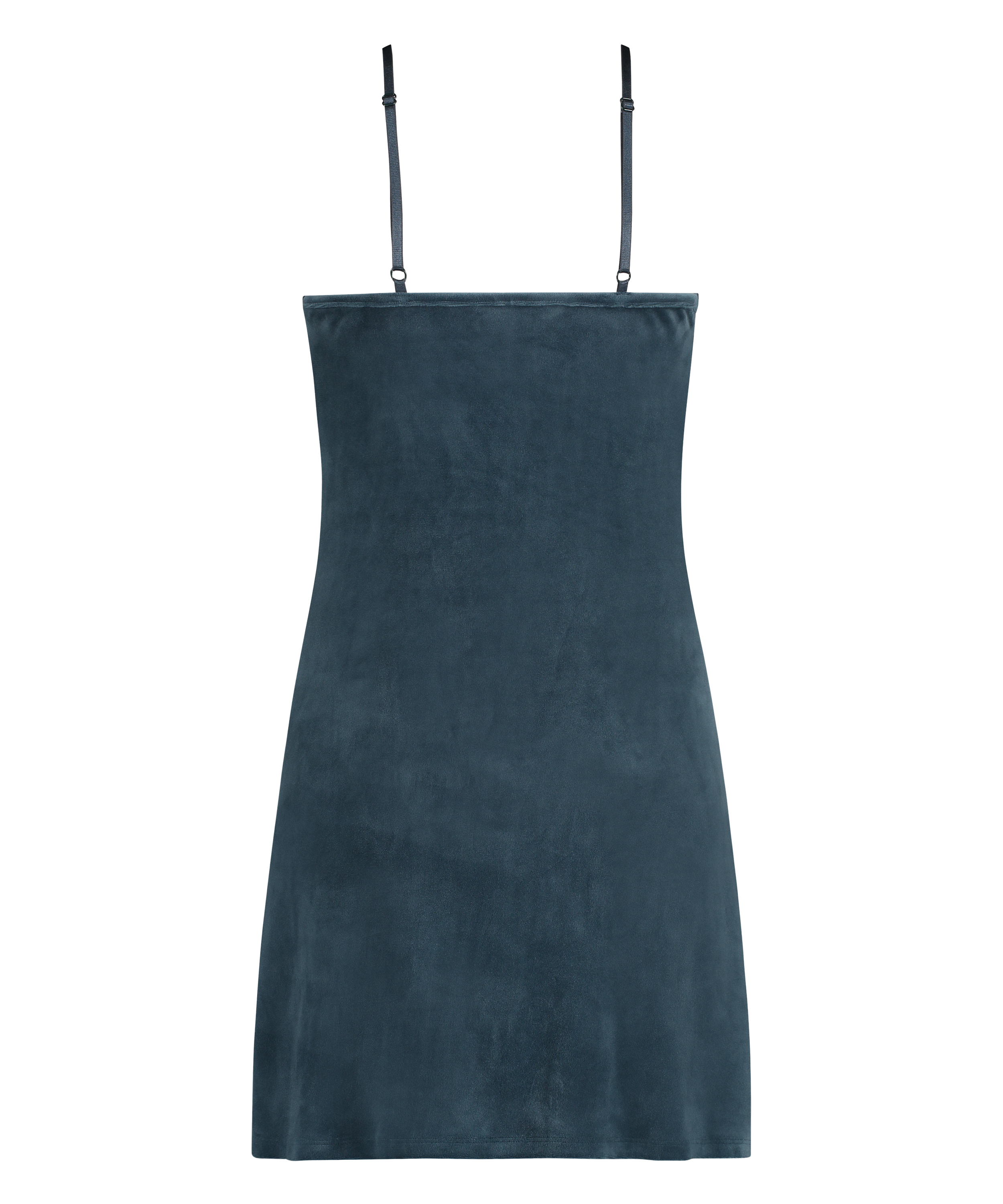 Nuisette en velours festonn&eacute; en dentelle, Bleu, main