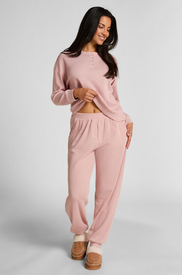 Hunkemöller Joggingbroek Van Wafelstof Roze